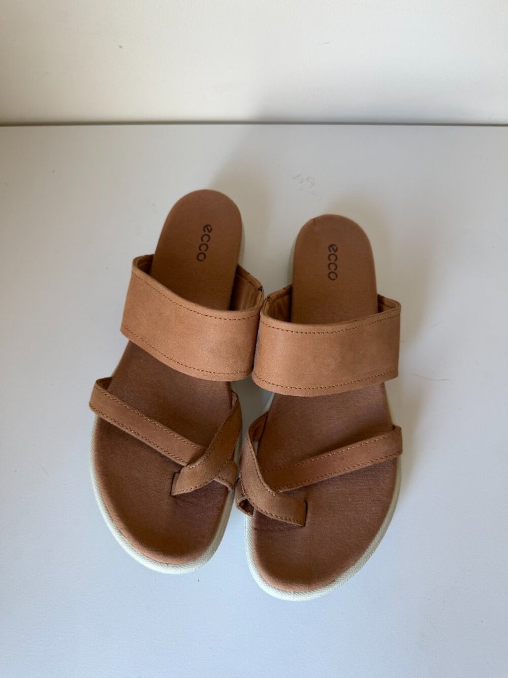 ECCO Leather Sandals Size 8 | Brown Suede Slide Sandals | Cushioned Comfort - Picture 4 of 4